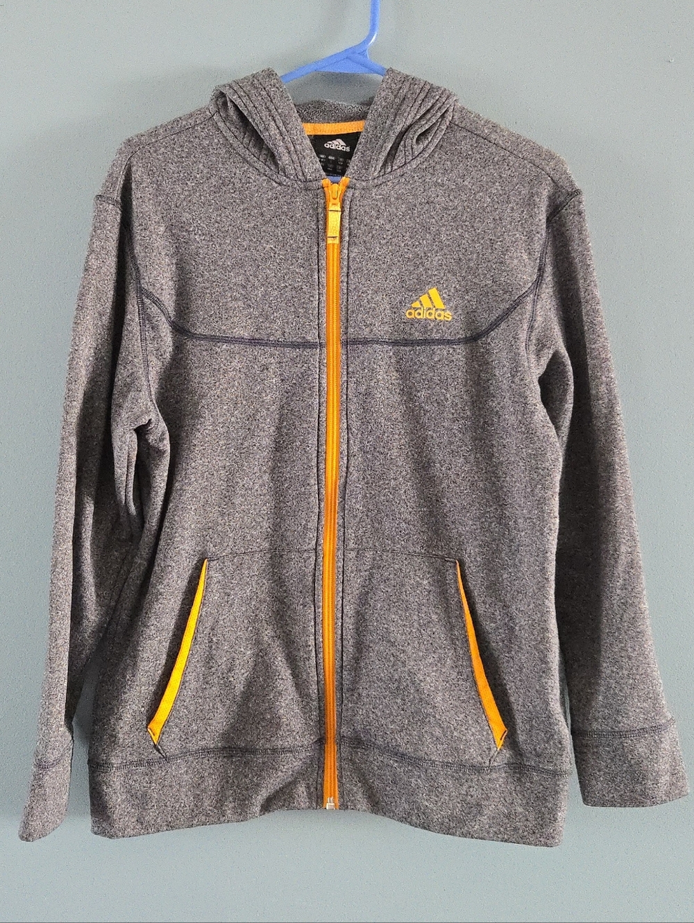 *Back To School* Adidas Grey And Orange Jacket Hoodie Youth Lg 13-14